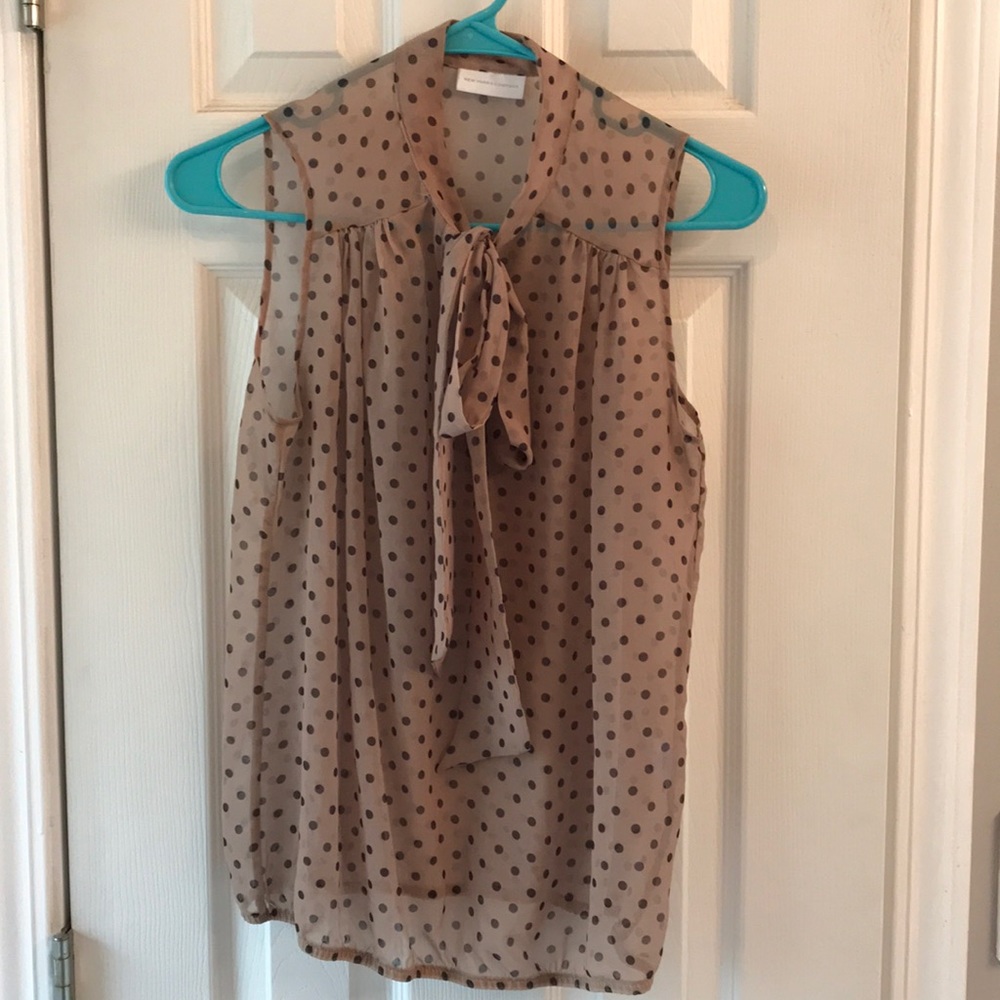 New York & Company XS sheer blouse with tie